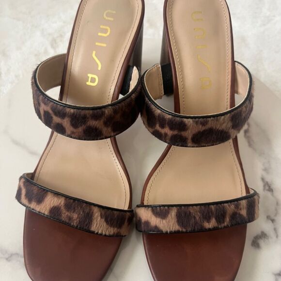 Unisa Yaara 2 Leopard Strappy Block Heel Sandals SZ 9M Chic Cute Party Summer - Picture 2 of 8